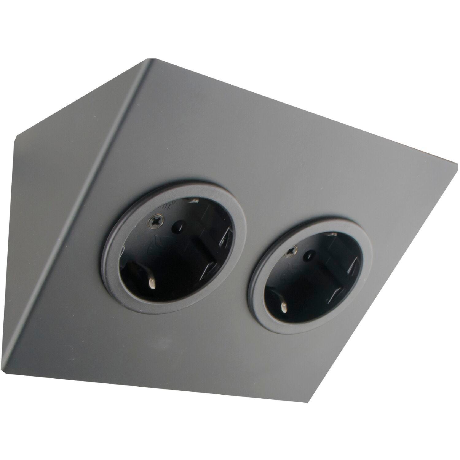 Steckdosenelement Caressi 2ST14 in schwarz - Schwarz (14/8,3/8,3cm)