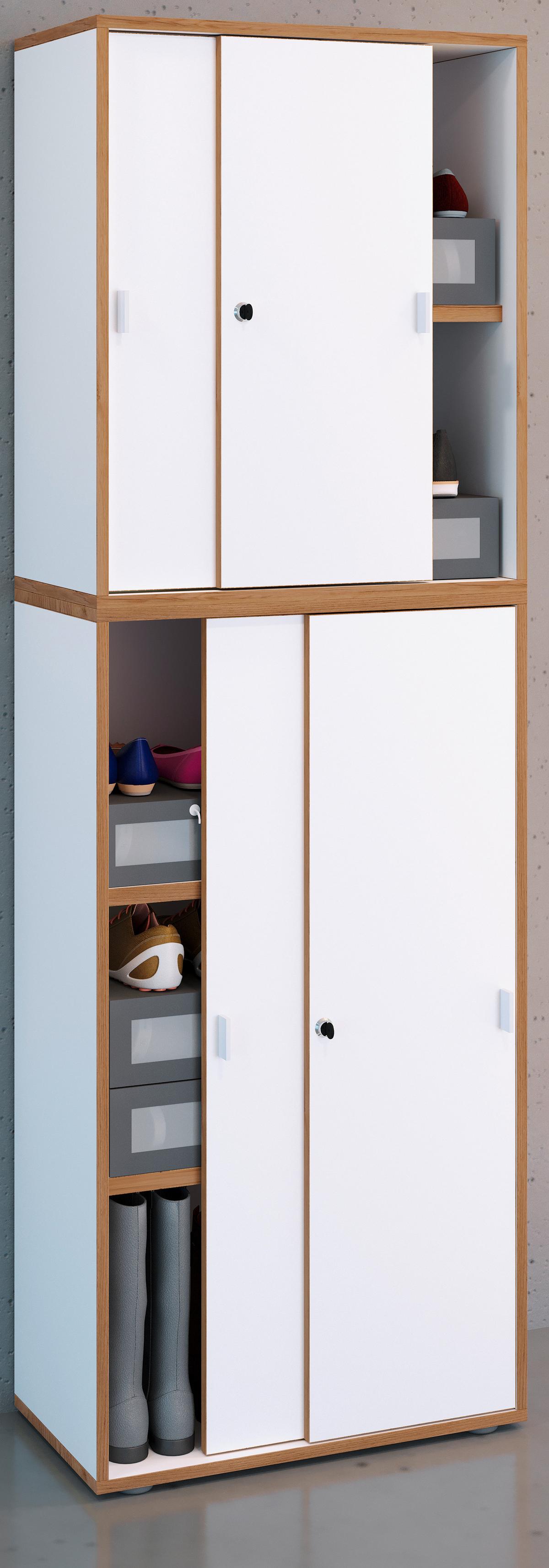 SCHUHSCHRANK SALIA - Honigeiche/Weiss, Design, Holzwerkstoff/Kunststoff (60/183/37cm) - MID.YOU