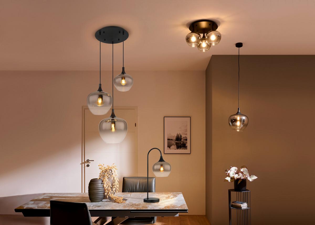 LAMPA WISZĄCA MAJKA - czarny, Design, metal/szkło (100/18/120cm) - Globo