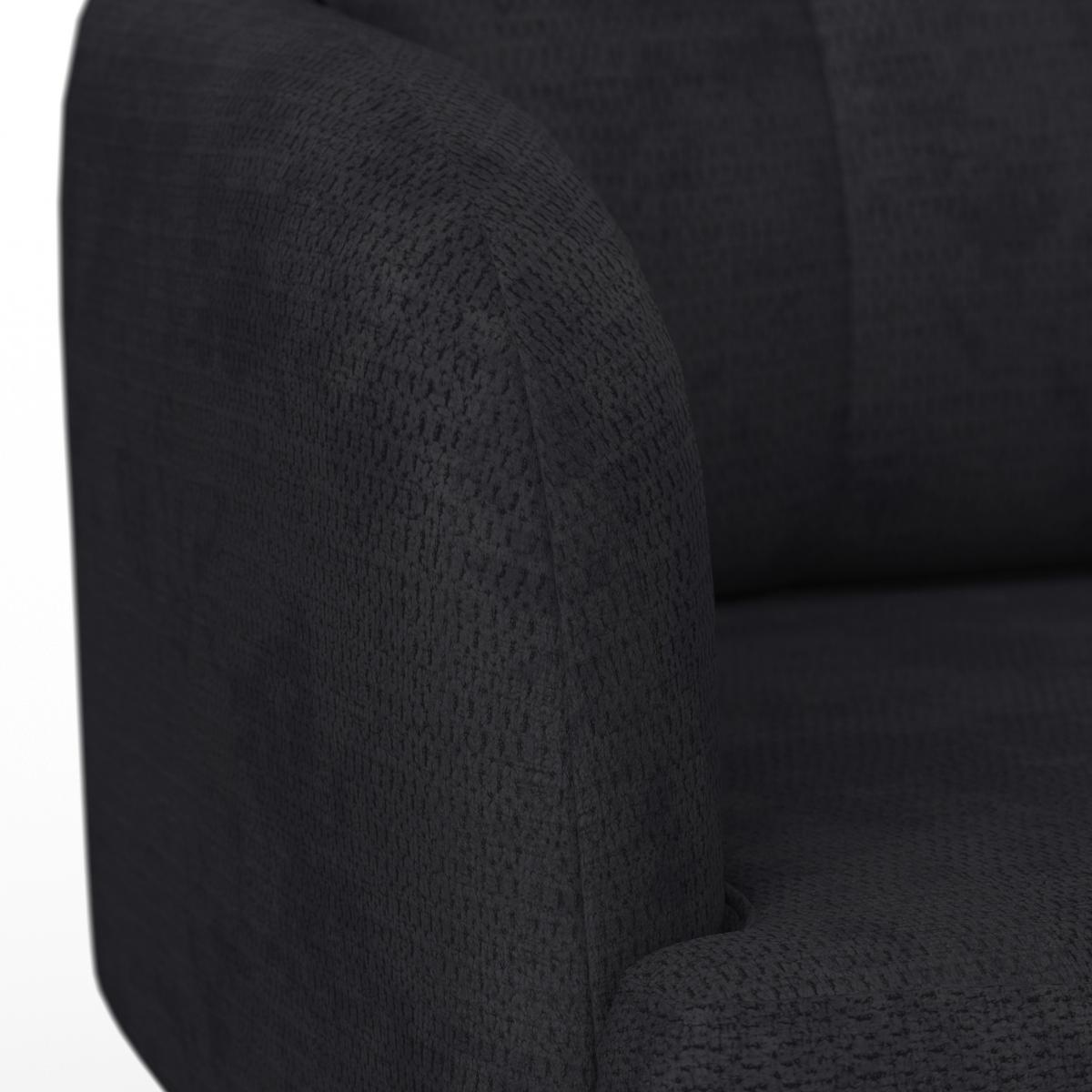 Naslanjač Marietta, Črna, Vrtljiv - črna, Moderno, kovina/tekstil (60/92/67cm) - Bessagi Home