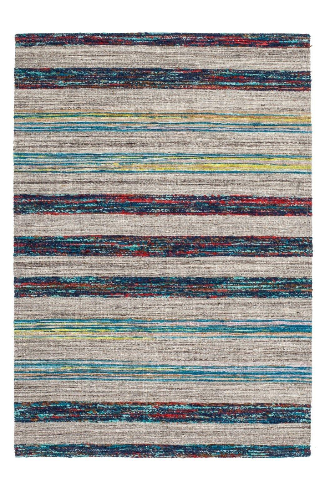 Flachwebeteppich Duarte 210 Natur / Blau 80x150 - Blau/Naturfarben, Basics, Textil (80/150cm) - Kayoom