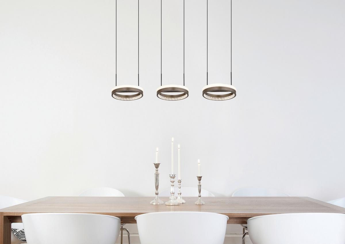 Led Viseća Svjetiljka Della - bijela/tamno siva, Design, metal/plastika (82/20,6/150cm) - Globo