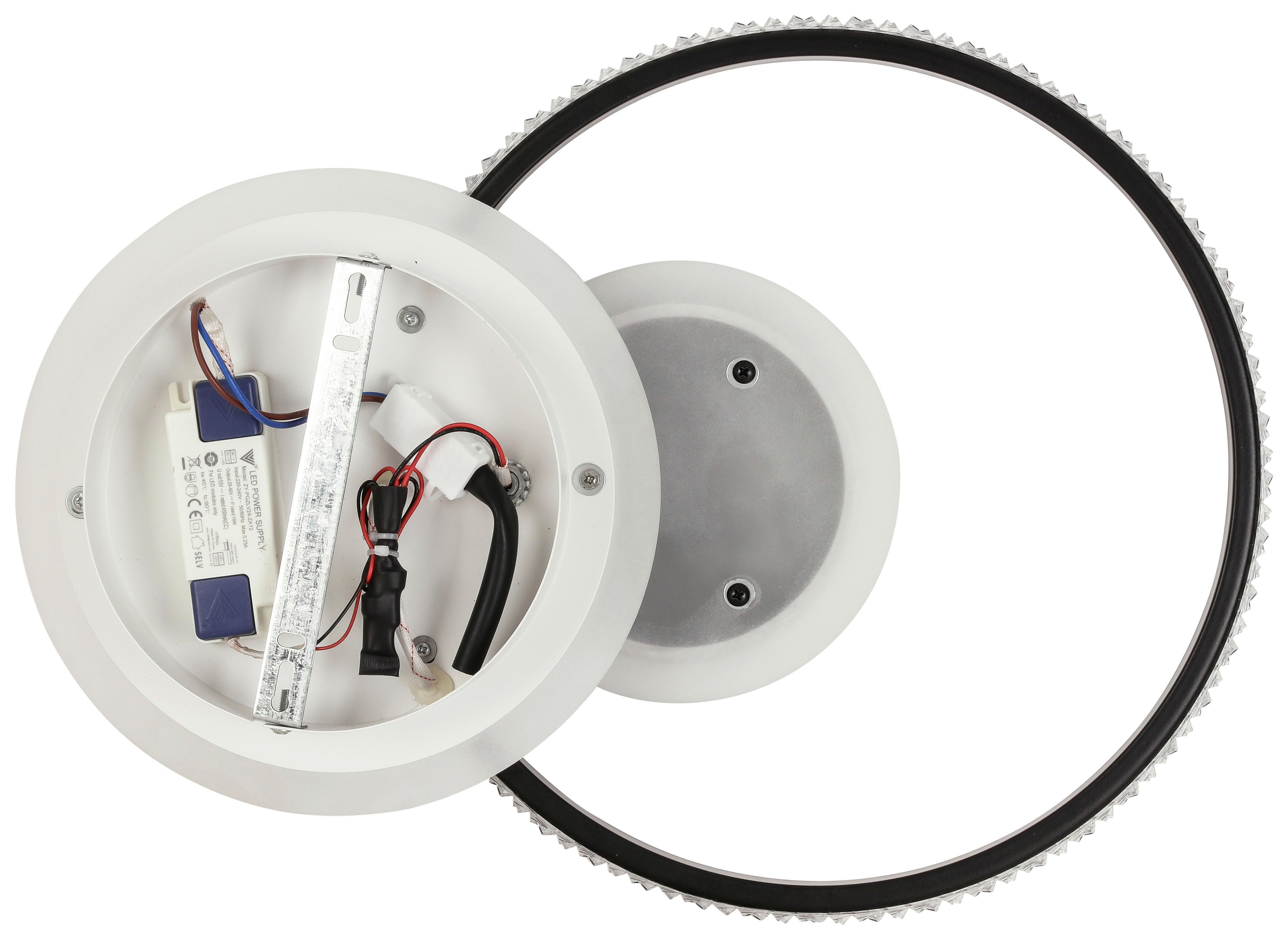 plafonnier LED in Schwarz/Weiß max. 18 Watt - Weiss/Schwarz, Modern, Kunststoff/Metall (45/32/6,5cm) - Modern Living
