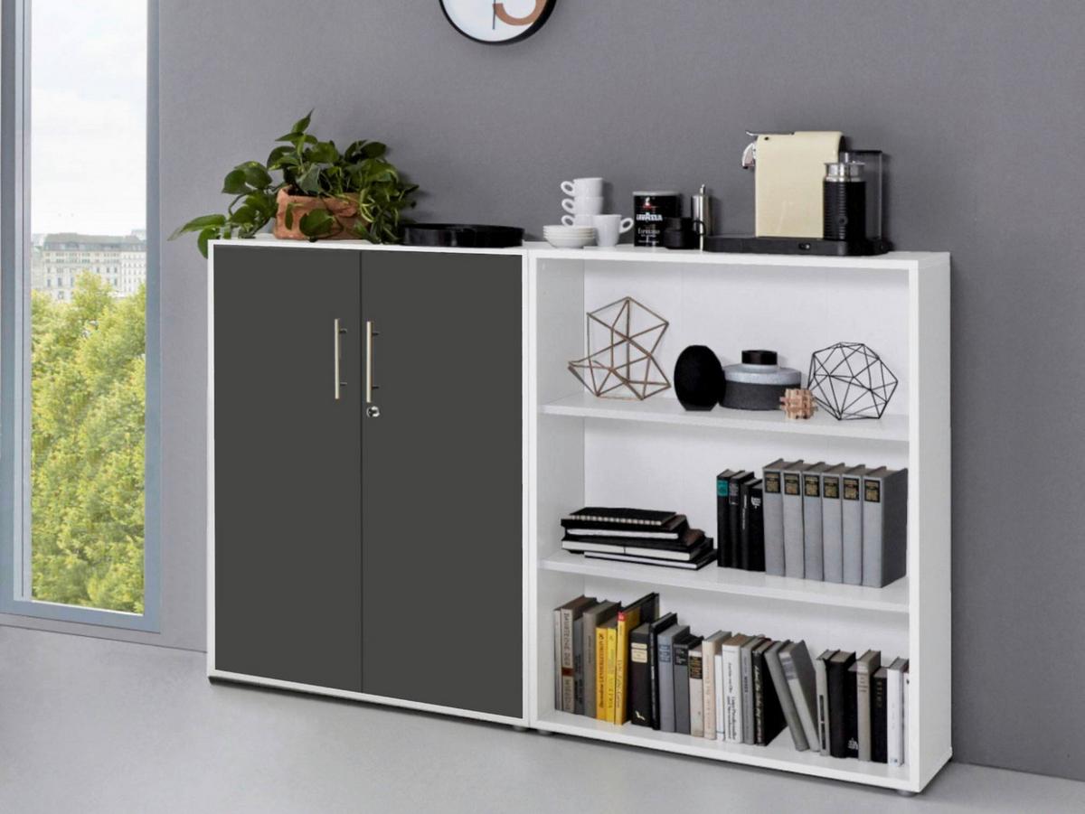 AKTENSCHRANK OFFICE EDITION-SW SET 1 NIEDR. - Anthrazit/Weiß, MODERN, Holzwerkstoff (168,8/113,6/33cm) - MID.YOU