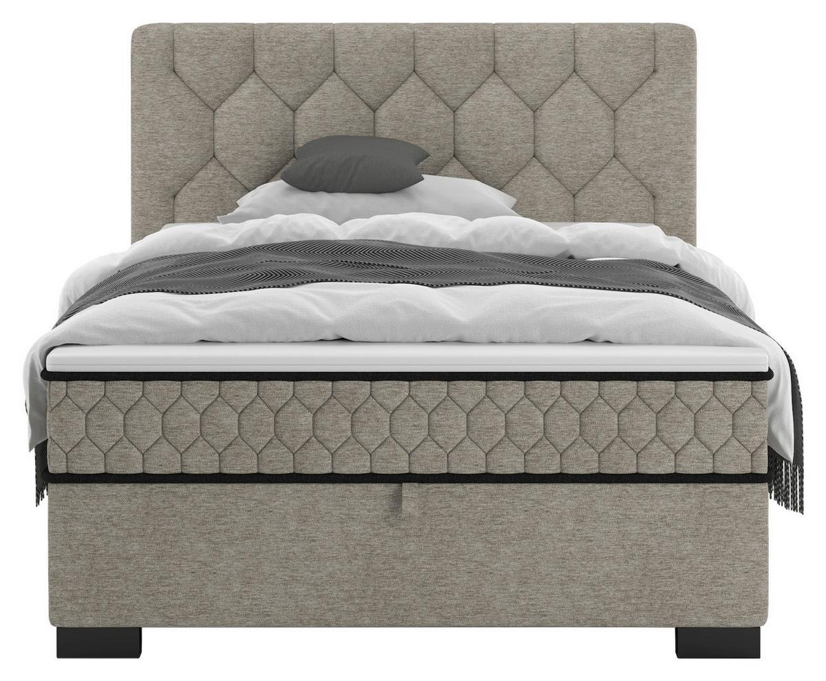 Boxbett Maya D Beige ca. 140x200cm - Beige/Schwarz, KONVENTIONELL, Holz/Holzwerkstoff (140/200cm) - Mömax