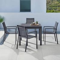 Gartenstuhl Anzio in Schwarz/Dunkelgrau - Dunkelgrau/Schwarz, Modern, Textil/Metall (57/87,5/63,5cm) - Mömax