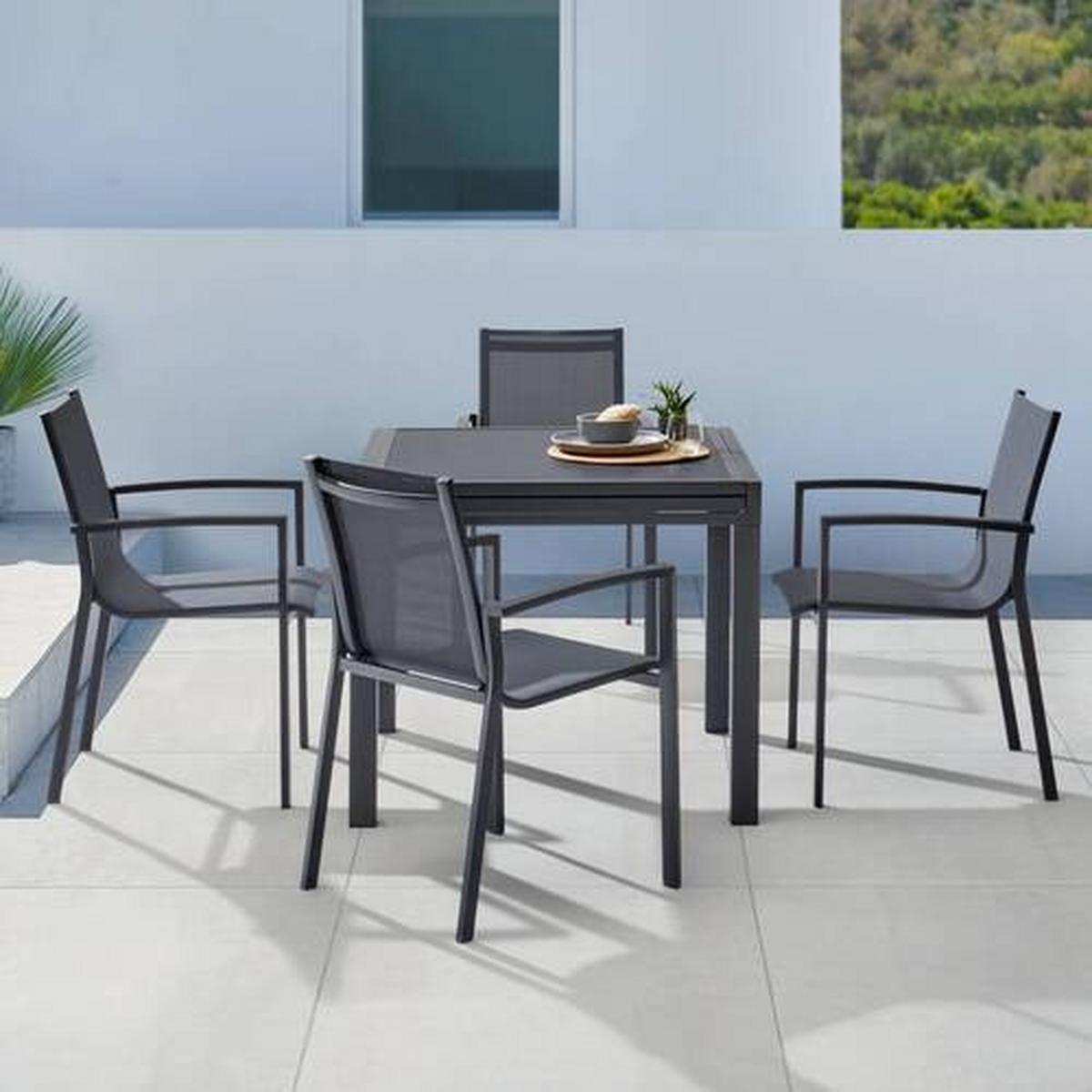 Gartenstuhl Anzio in Schwarz/Dunkelgrau - Dunkelgrau/Schwarz, Modern, Textil/Metall (57/87,5/63,5cm) - Mömax