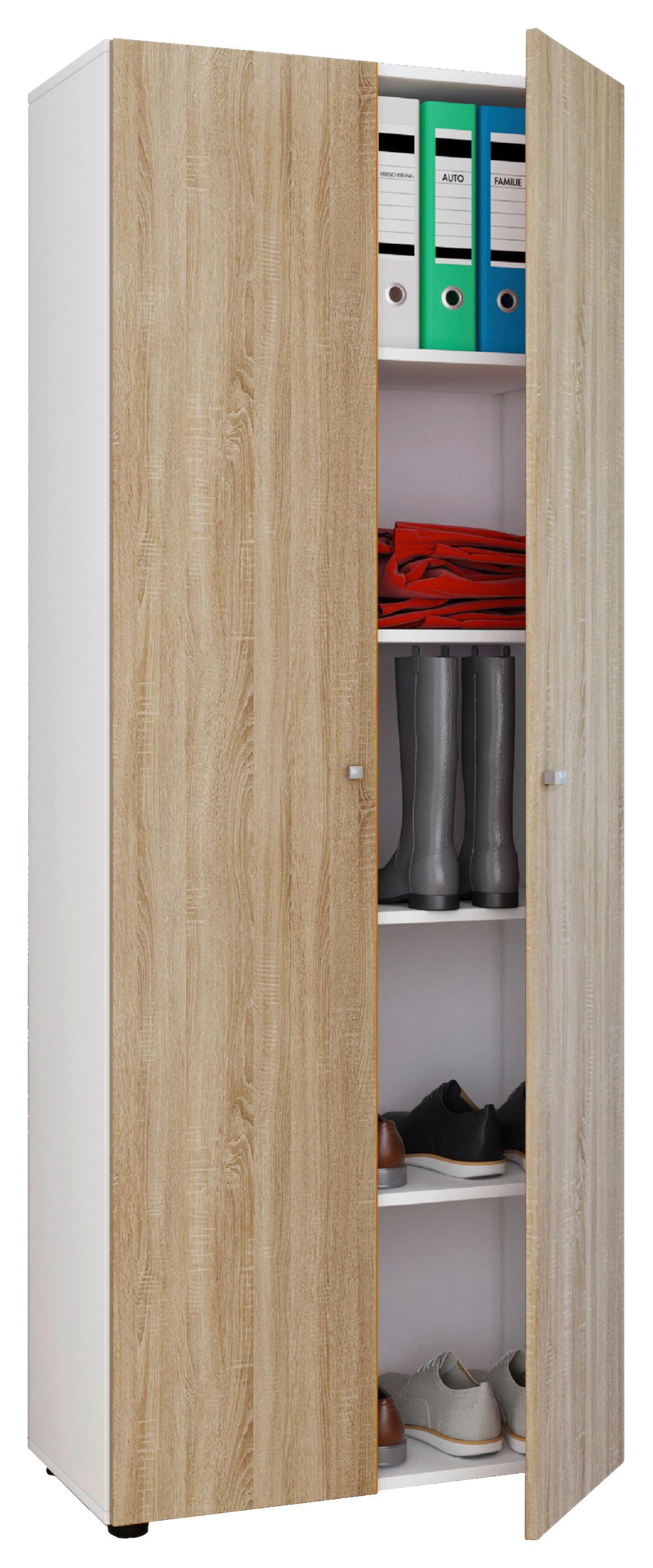 Mehrzweckschrank Vandol I 5 Dt - Weiss/Silberfarben, Design, Holzwerkstoff/Kunststoff (70/178/39cm) - MID.YOU