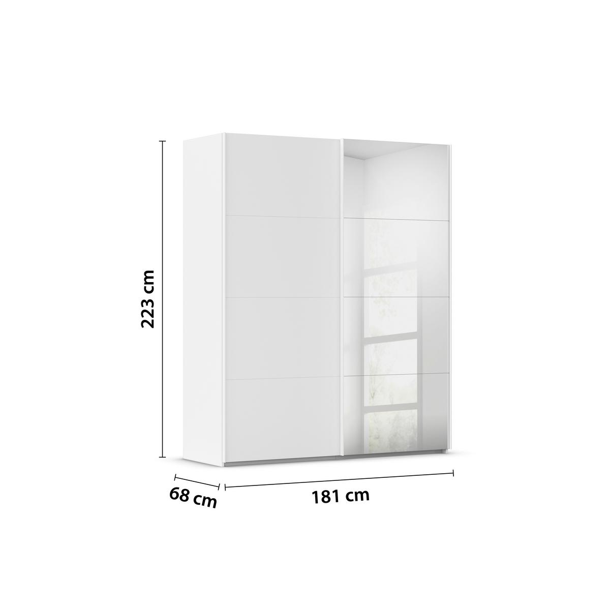 Omara Z Drsnimi Vrati Evelyn, Bela - bela, Design, umetna masa/steklo (181/223/68cm) - Novel
