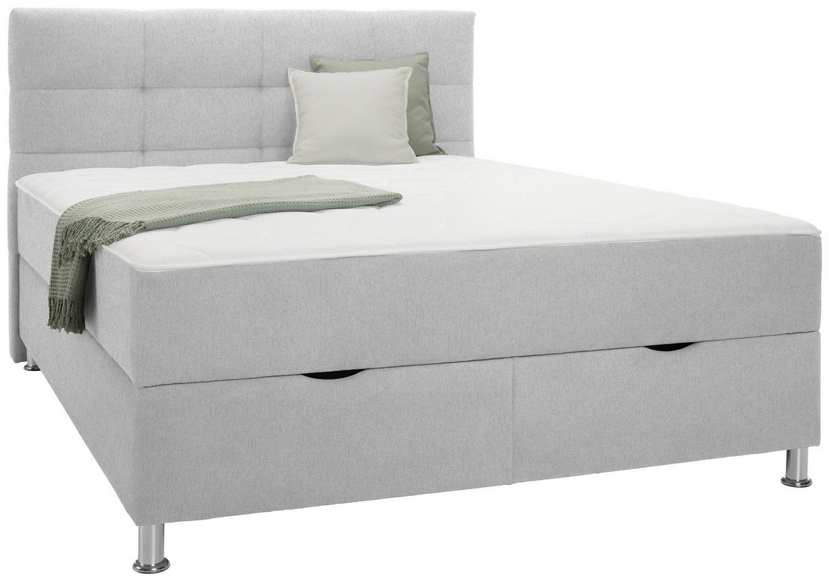 Box Krevet Oviedo - svijetlo siva, Konvencionalno, tekstil/metal (180/200cm) - Based