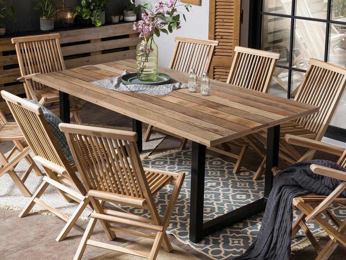 Gartenklappsessel-Set 2-er-Set Naturfarben Teakholz - Naturfarben, Natur, Holz (55/89/51cm) - Gardenson