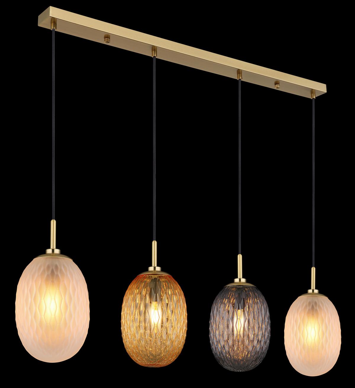 HÄNGELEUCHTE 15899-4H - Weiss/Goldfarben, Basics, Glas/Textil (96/15/120cm) - Globo