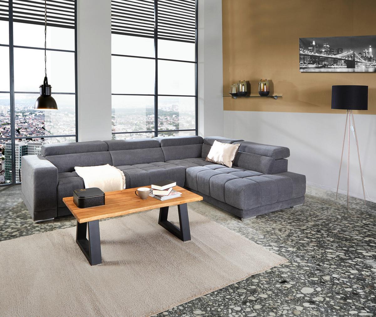 Sedežna Garnitura Hogan, Siva, Relax Funkcija - srebrne barve/siva, Moderno, kovina/tekstil (299/212cm) - Modern Living
