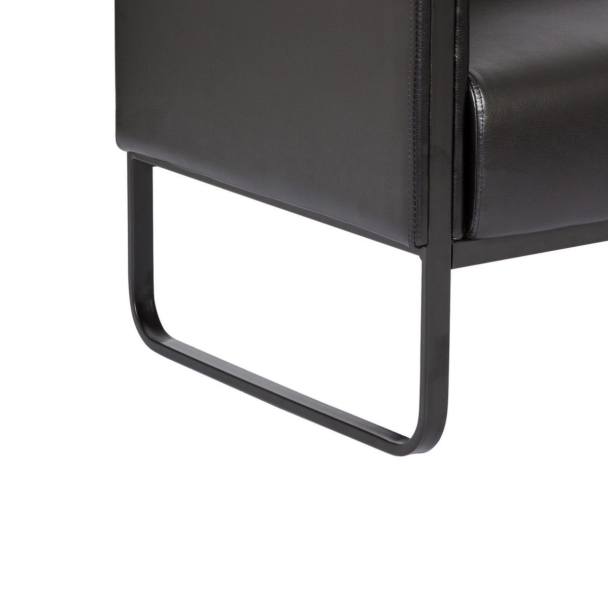 2-Sitzer-Sofa Bali Black Schwraz Lederlook - Schwarz, MODERN, Textil/Metall (111/78/71cm) - MID.YOU