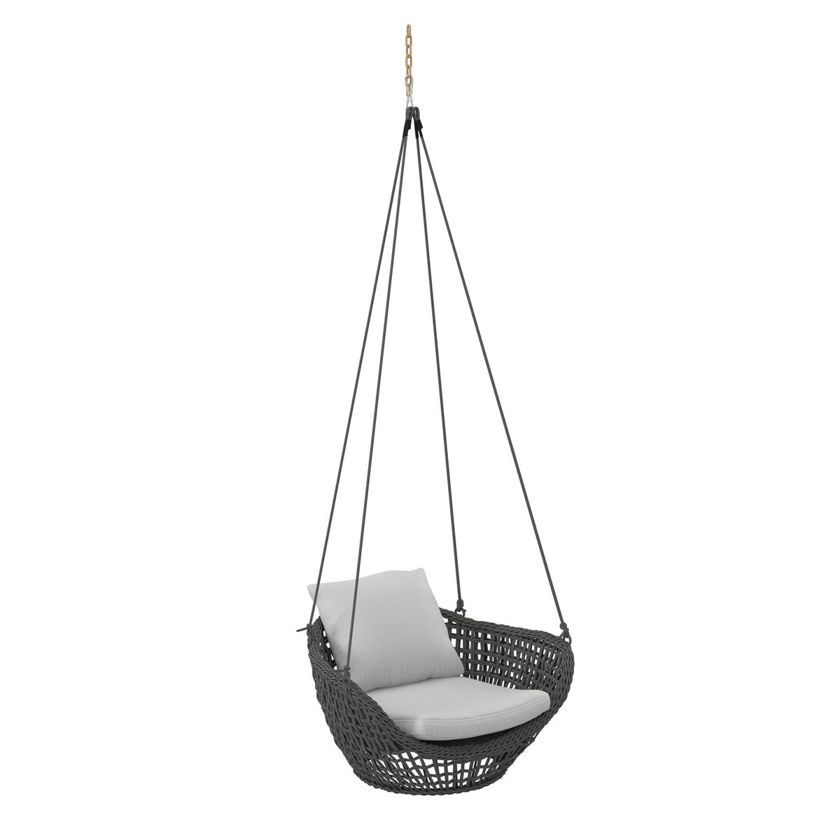 Hängesessel Elodie Grau Kunststoff/Outdoorstoff - Dunkelgrau/Hellgrau, MODERN, Kunststoff/Textil (83/73/48cm) - Bessagi Garden