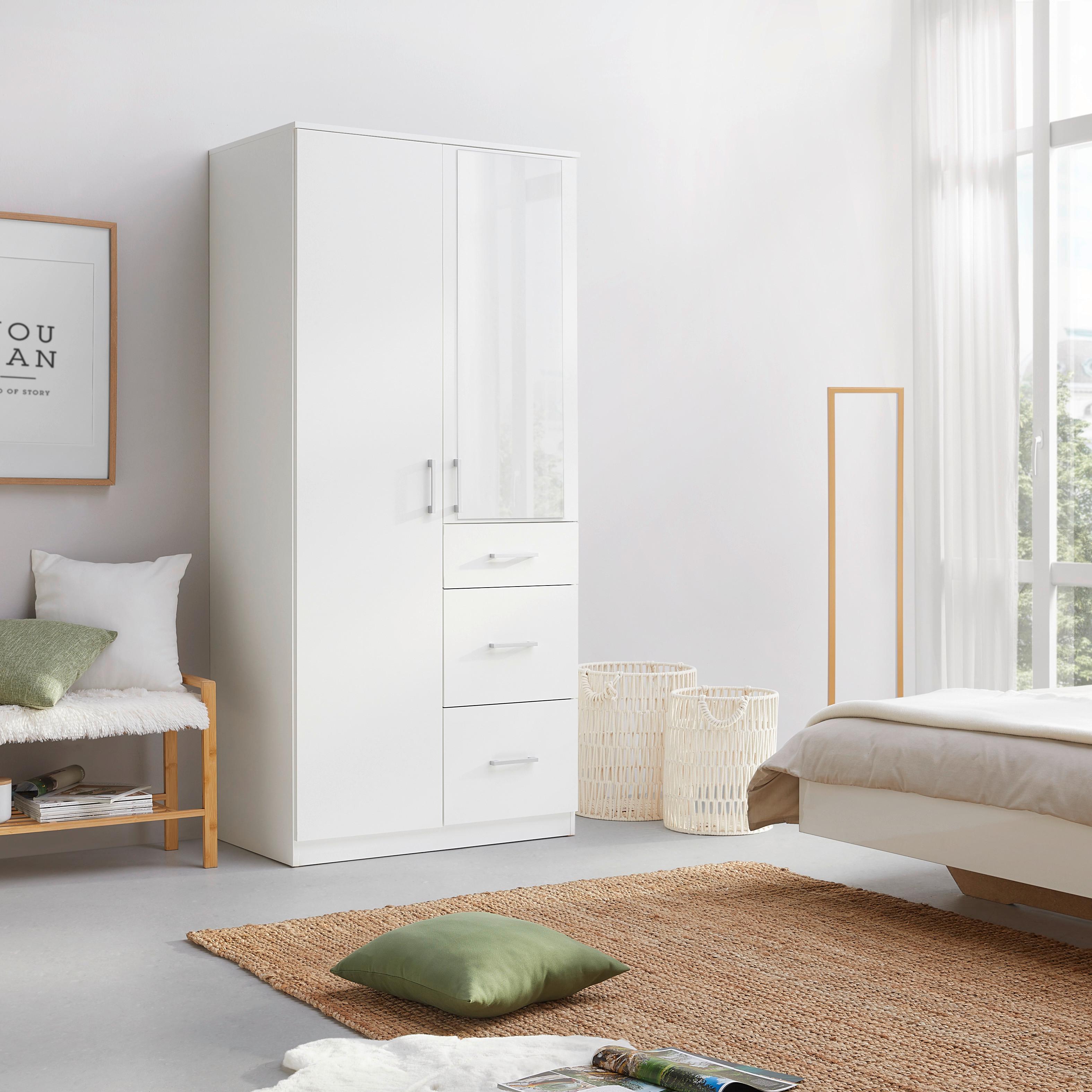 Drehtürenschrank Lasse Weiß - Weiß, KONVENTIONELL, Holz (90/196/55cm) - Mömax