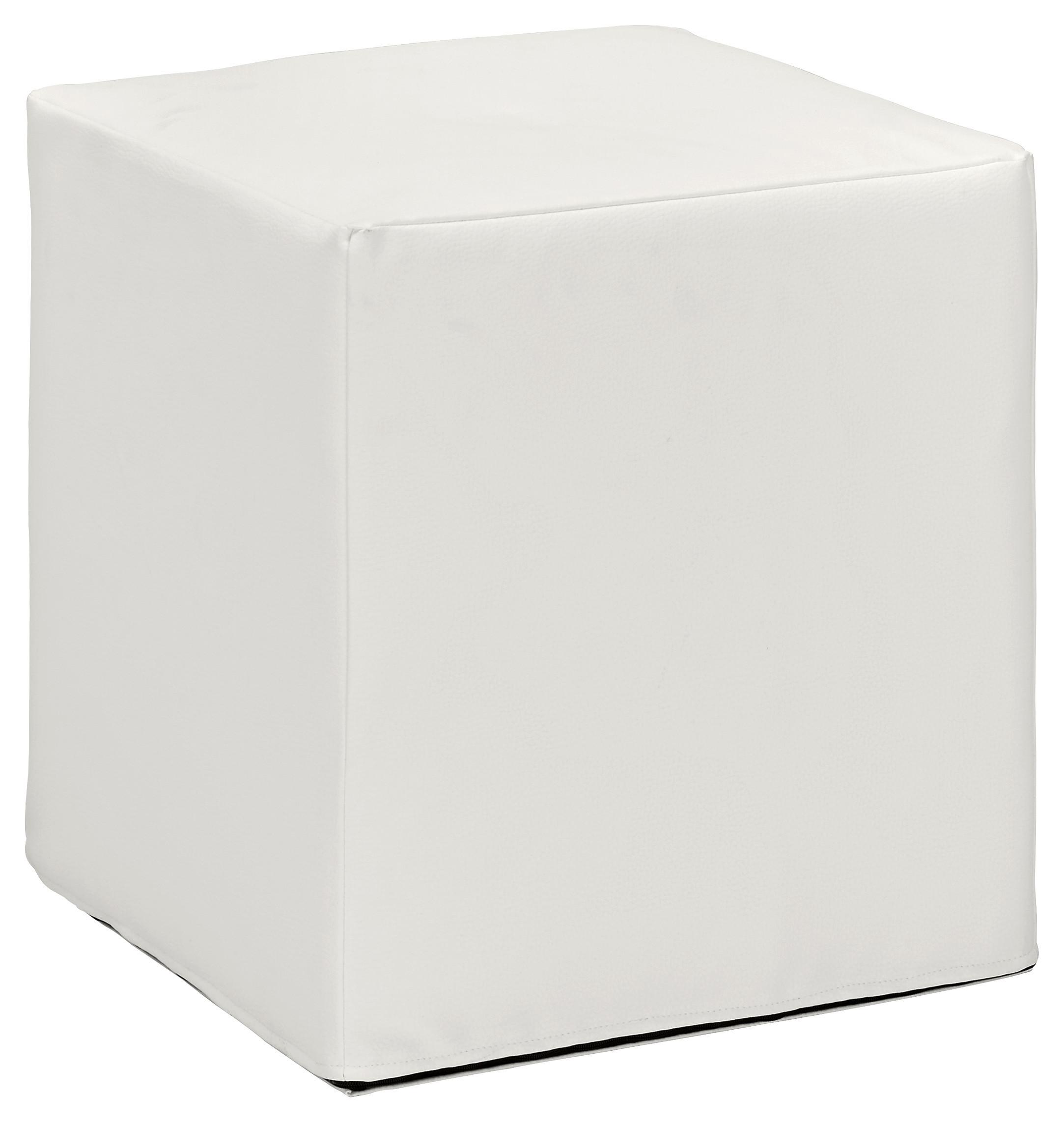 Hocker in Weiss - Weiss/Schwarz, Kunststoff/Textil (40/42/40cm) - Mömax