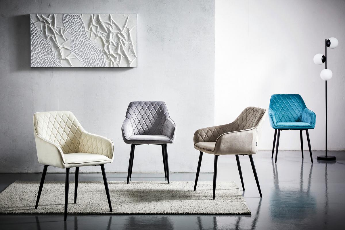 KRZESŁO Z PODŁOKIETNIKAMI STU - czarny/szary, Design, metal/tkanina (56/82,5/61,5cm) - Novel