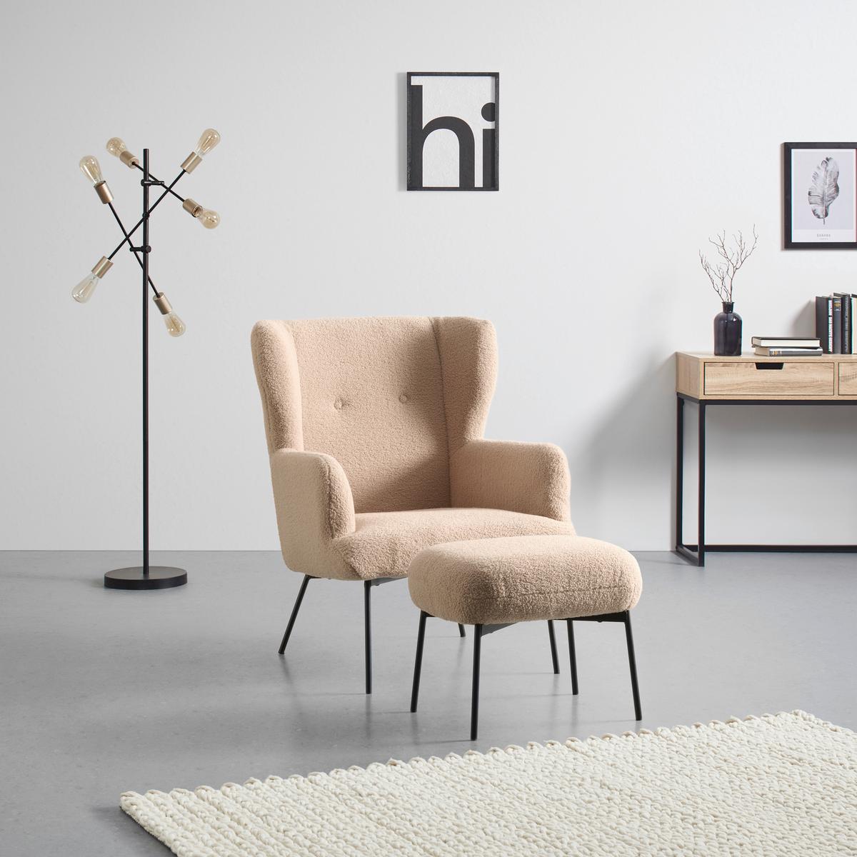 Fotel Norbi - bézs, Modern, textil/fa (84/95/75cm) - Mömax