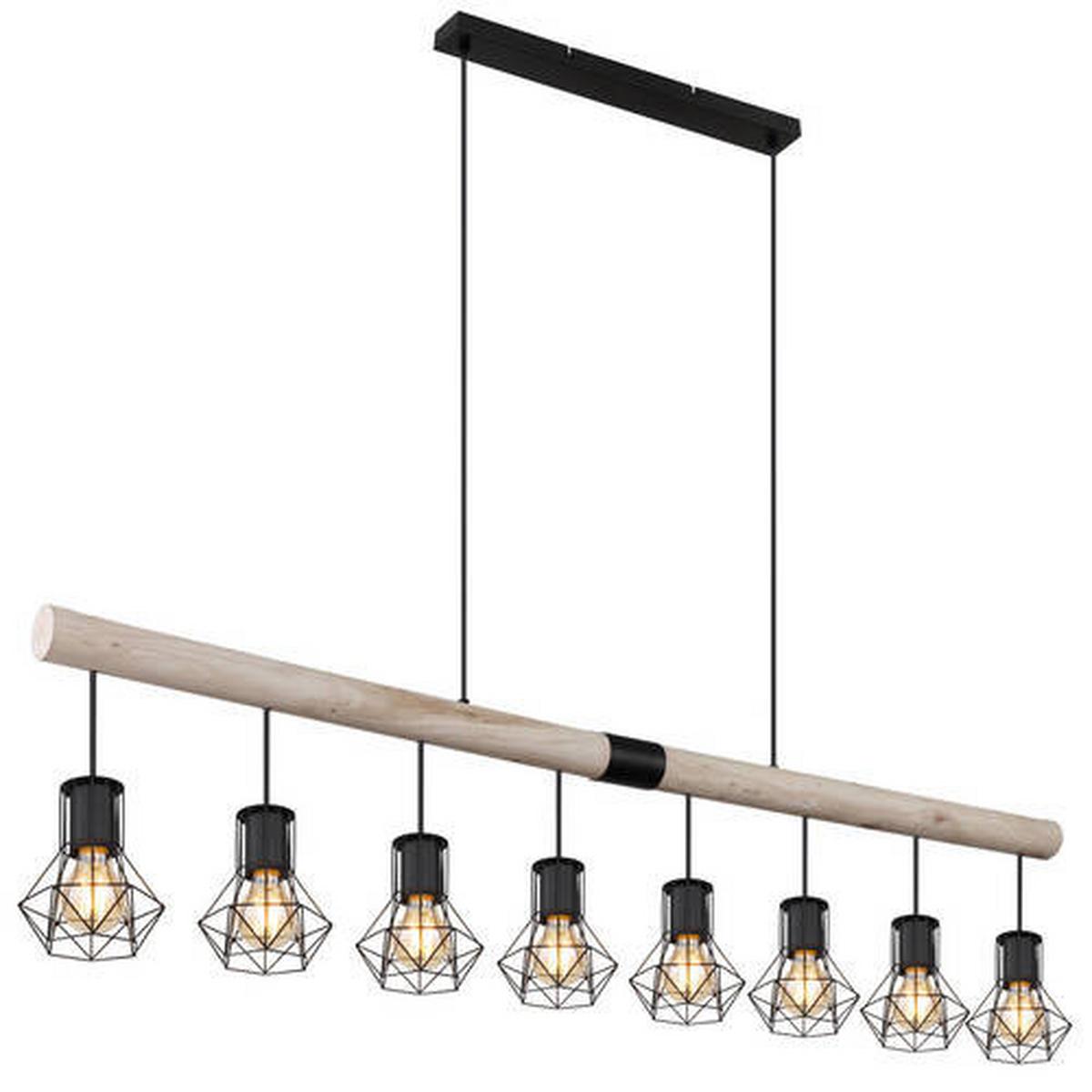 Hängeleuchte Priska Naturfarben/Schwarz max.40Watt - Schwarz/Naturfarben, Natur, Holz/Kunststoff (140/13,3/120cm) - Globo