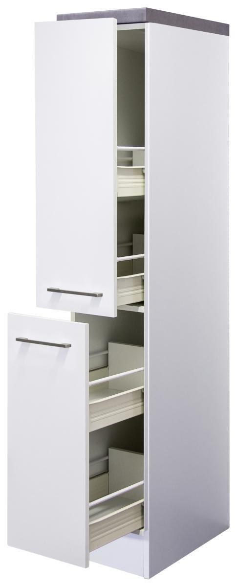 Apothekerschrank Weiß - Edelstahlfarben/Weiß, MODERN, Holzwerkstoff/Metall (30/162/57cm) - FlexWell