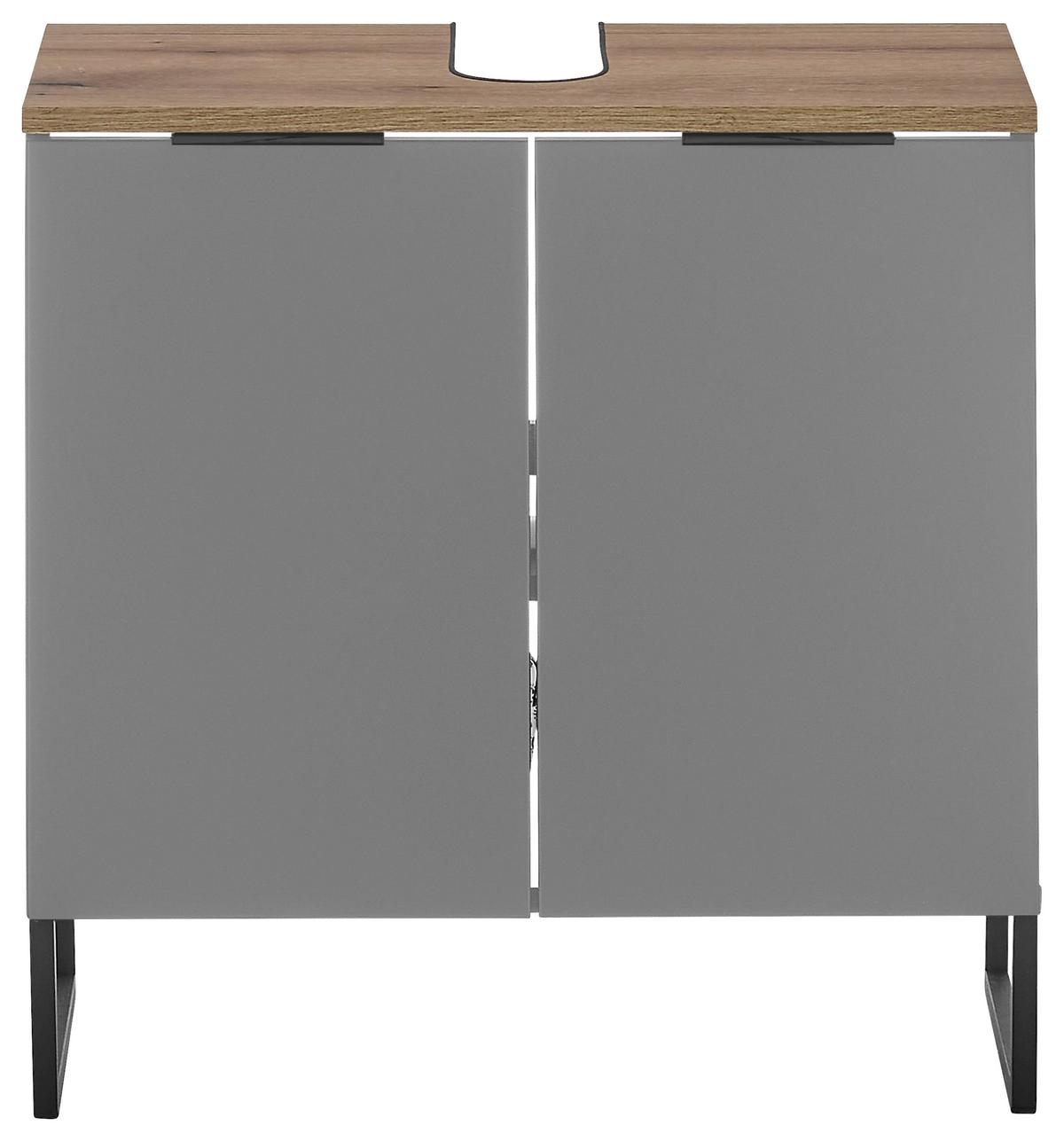 SZAFKA POD UMYWALKĘ DENVER - kolor dębowy/czarny, Konventionell, materiał drewnopochodny/metal (60/60/35cm) - home24