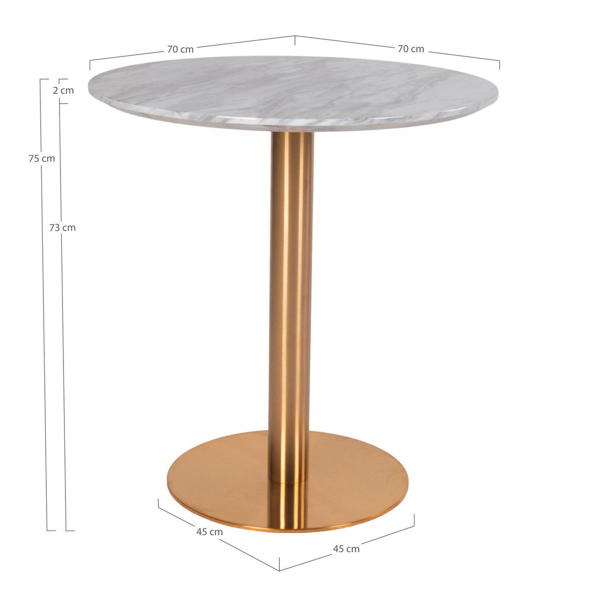 Esstisch Bolzano Grauweiß Marmoroptik - Messingfarben/Grauweiß, MODERN, Holzwerkstoff/Metall (70/70/75cm) - MID.YOU