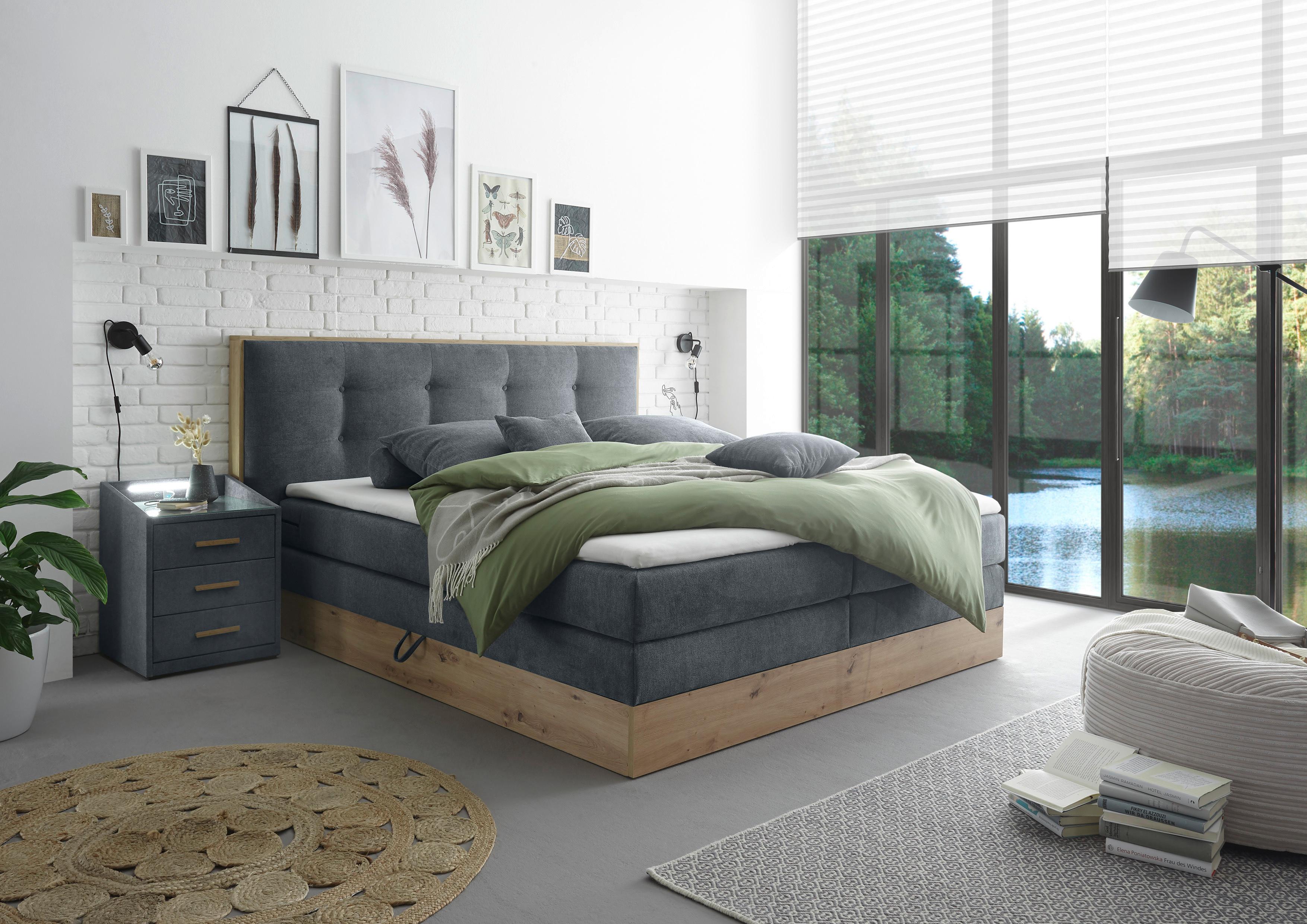 Boxspringbett Preston ca. 180x200 cm Anthrazit - Anthrazit, MODERN, Holz/Holzwerkstoff (180/200cm) - Livetastic