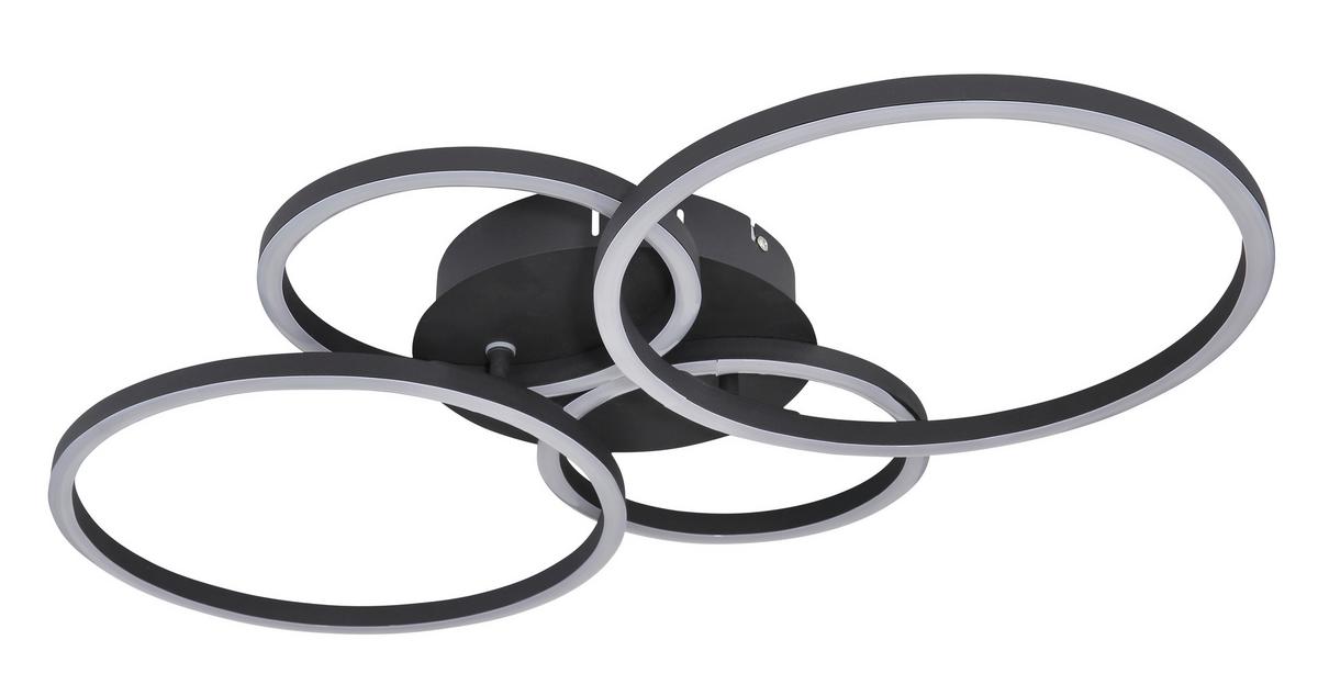 Led Stropna Svjetiljka Kendy - crna, Design, metal/plastika (65,5/40,6/7,5cm) - Globo