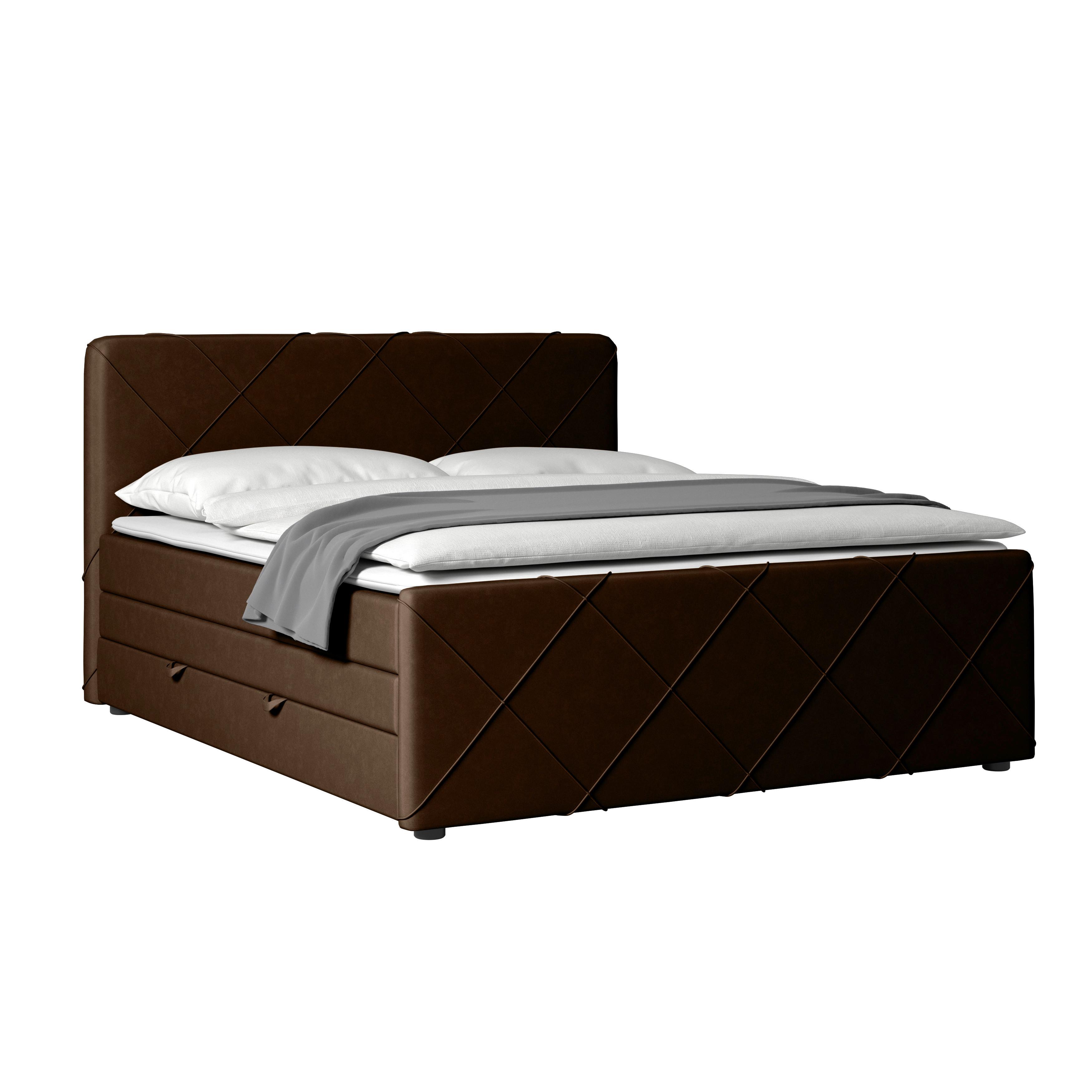 Boxspringbett Cordoba ca. 180x200 cm Braun - Schwarz/Braun, MODERN, Holz/Textil (180/200cm) - MID.YOU