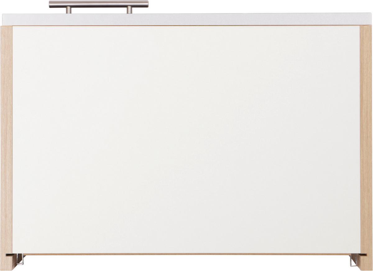 Kuhinjska Zgornja Omarica Merle, Barva Hrasta, Bela - srebrne barve/barve hrasta, Basics, kovina/leseni material (50/56,1/34,6cm) - Respekta