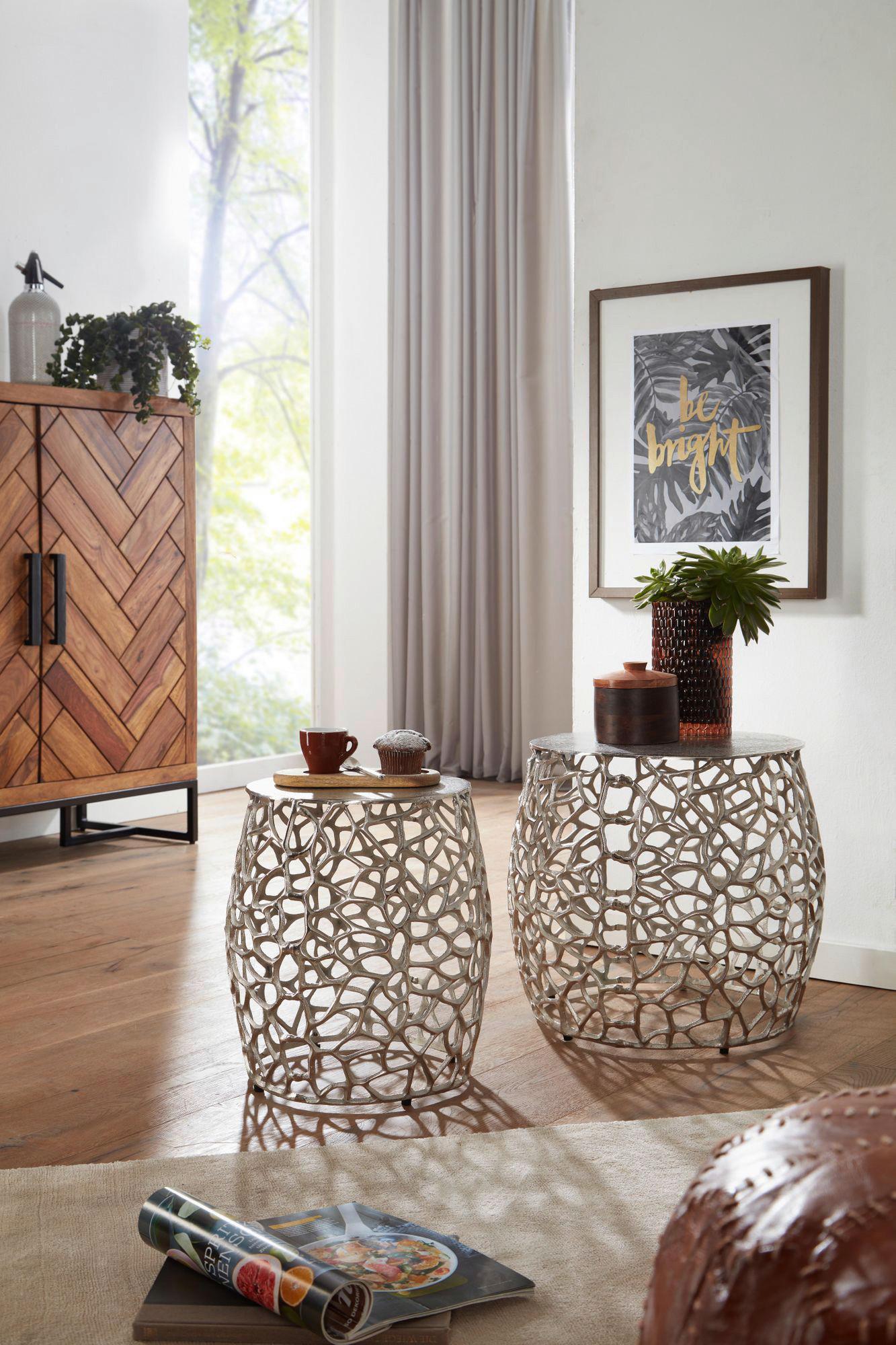 Set Miz Wohnling - srebrne barve, Design, kovina (46/46/42cm) - MID.YOU