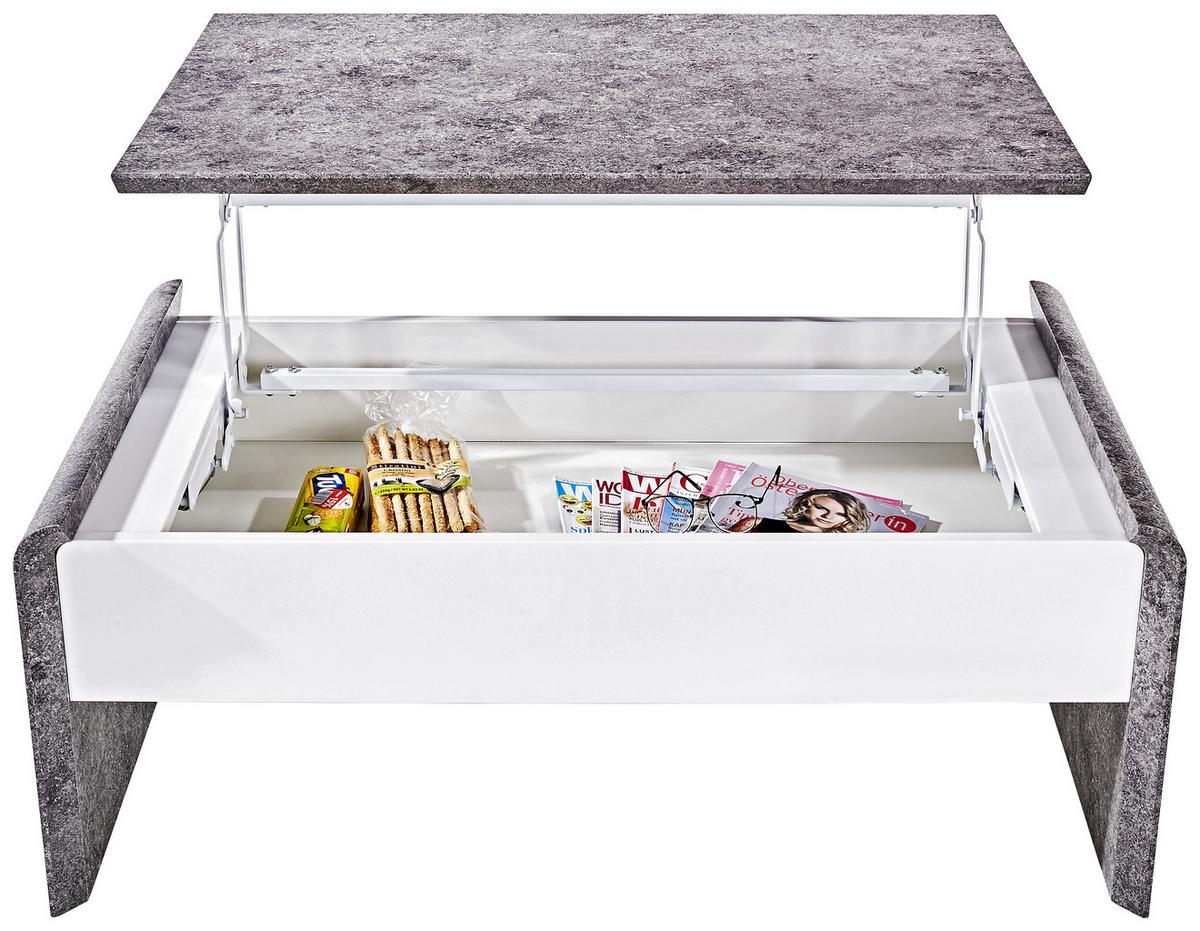 Klubska Miza Mailand, Siva, Bela, Nastavljiva - temno siva/bela, Moderno, kovina/leseni material (110/45-70,5/60cm)