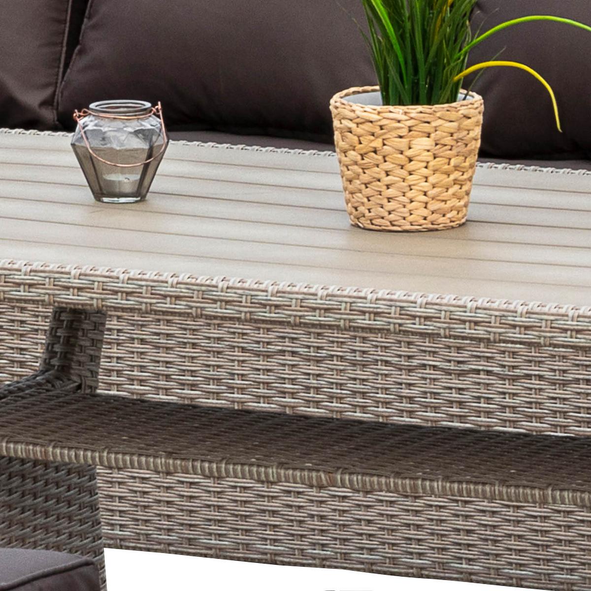 Lounge Garnitura Palma, 5-Delno, Blazine - temno rjava/naravne barve, Konvencionalno, kovina/umetna masa (239/170cm) - Gardenson