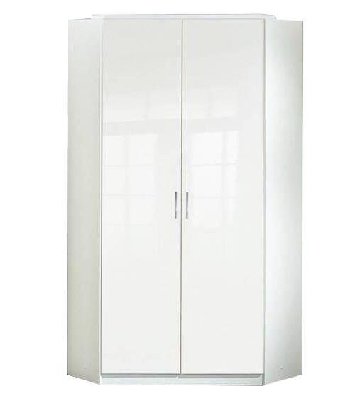 Eckschrank Clack Weiß Hochglanz - Chromfarben/Weiß Hochglanz, KONVENTIONELL, Holzwerkstoff (95/198/95cm)