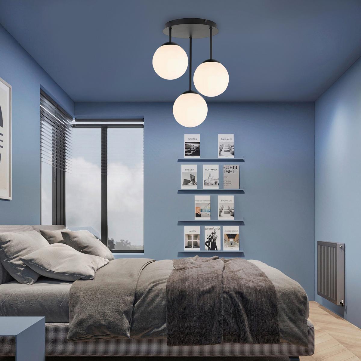 LAMPA WISZĄCA MADLEEN - czarny/biały, Trend, metal/szkło (34,5/41,5cm) - Novel