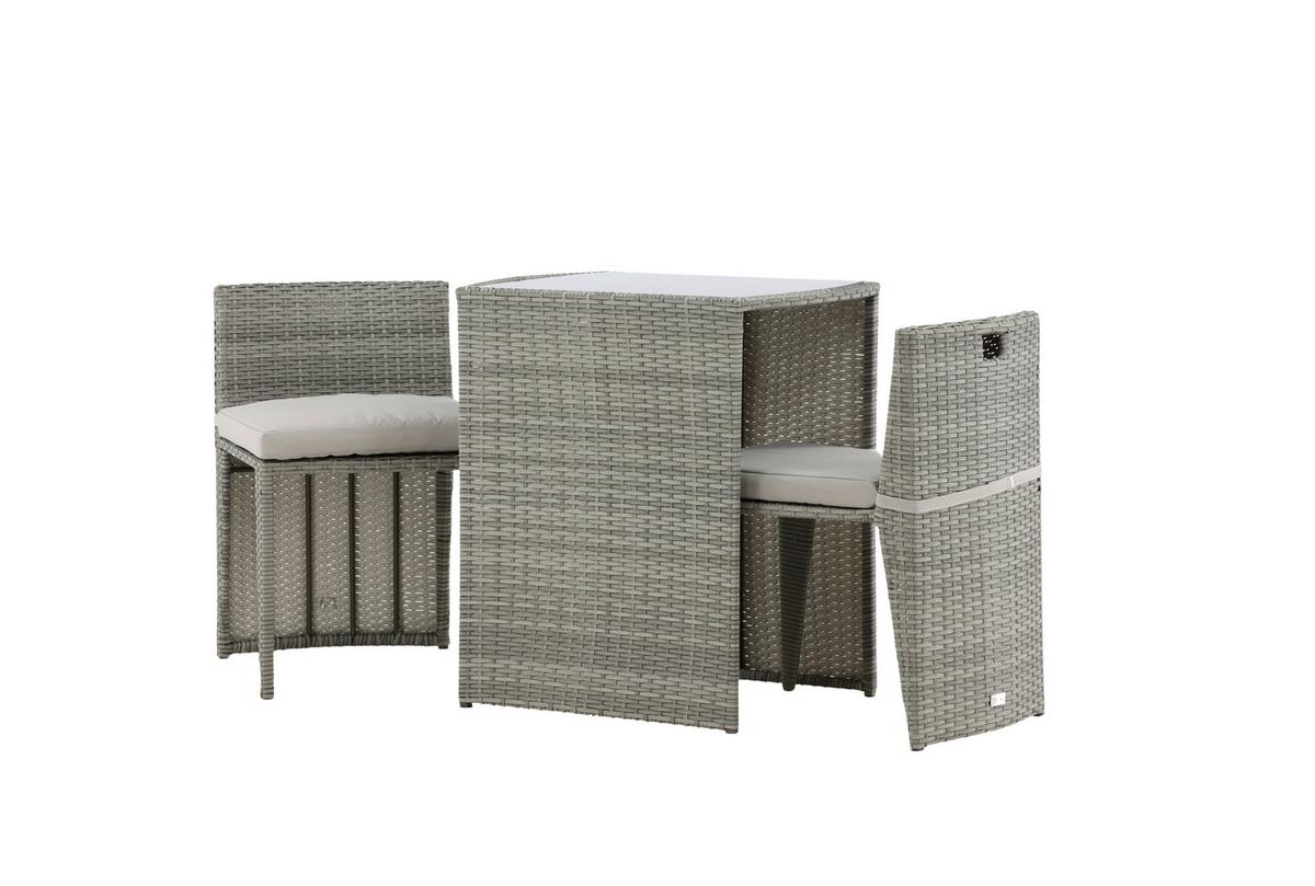 BALKONSET SAVANNA - Schwarz/Grau, KONVENTIONELL, Kunststoff/Metall - Gardenson
