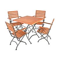 Gartenmöbel-Set Wien 5-tlg. klappbar Holz - Eukalyptusholzfarben/Schwarz, Basics, Holz/Metall (56/89/58cm) - Gardenson