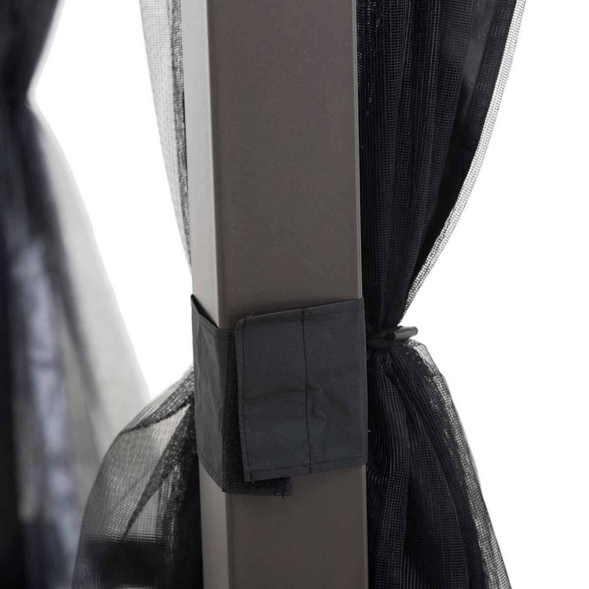 Pavillon Schwarz/Braun ca.366x293x307cm - Dunkelbraun/Schwarz, Basics, Metall (366/293/307cm)