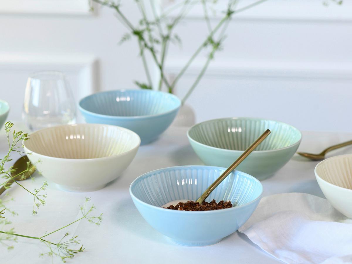 Set Skodelic Za Kosmiče Valencia, 6-Delni - pastelno modra/krem barve, Basics, keramika (17cm) - Creatable