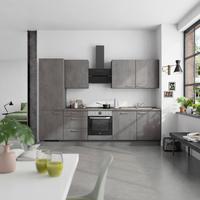 Küchenblock Riva High m. Geräten Schieferfarben - Schieferfarben/Edelstahlfarben, MODERN, Holzwerkstoff/Metall (300cm) - Nobilia