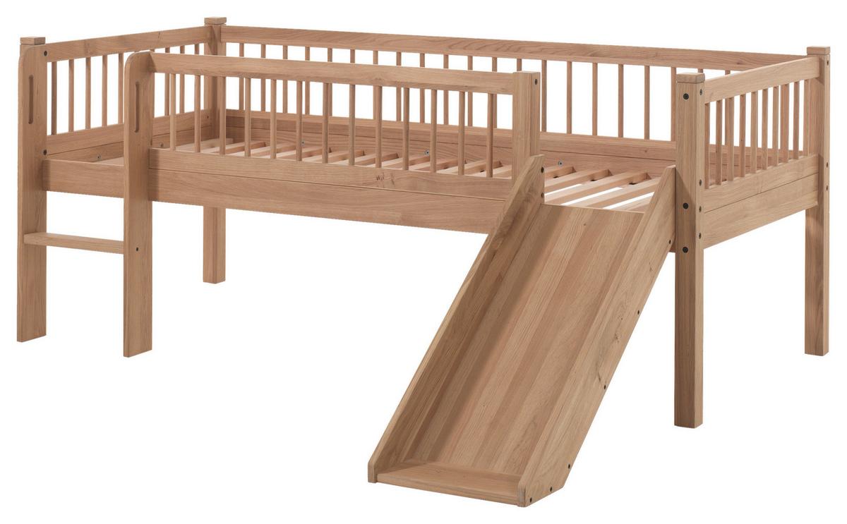 Spielbett Forrest Eichefarben ca.90x200cm Echtholz Rutsche - Eichefarben/Naturfarben, MODERN, Holz (90/200cm) - Vipack