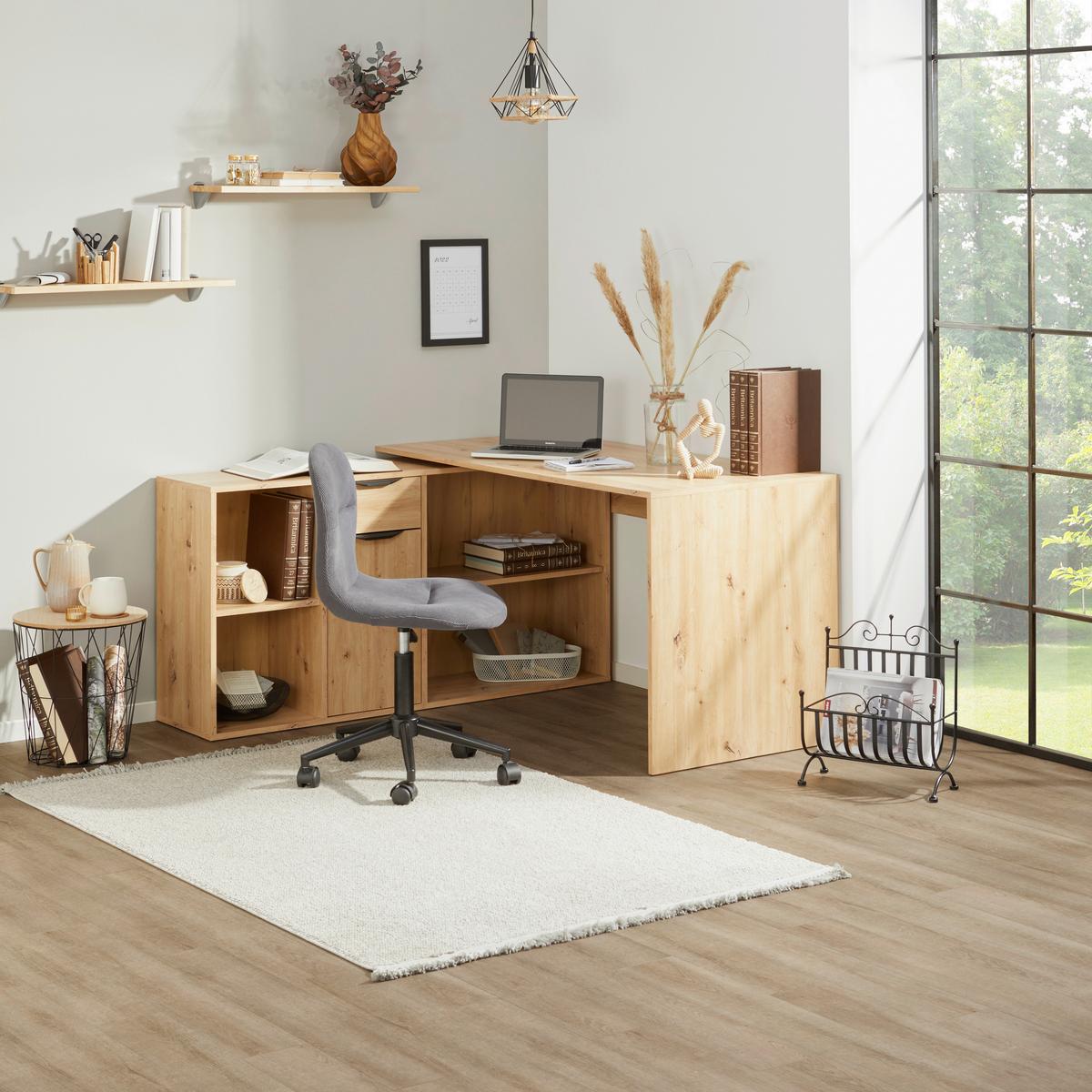 Radni Stol Mx 195 - bijela/hrast Artisan, Moderno, drvni materijal/metal (136,8/74,2/135cm) - Modern Living