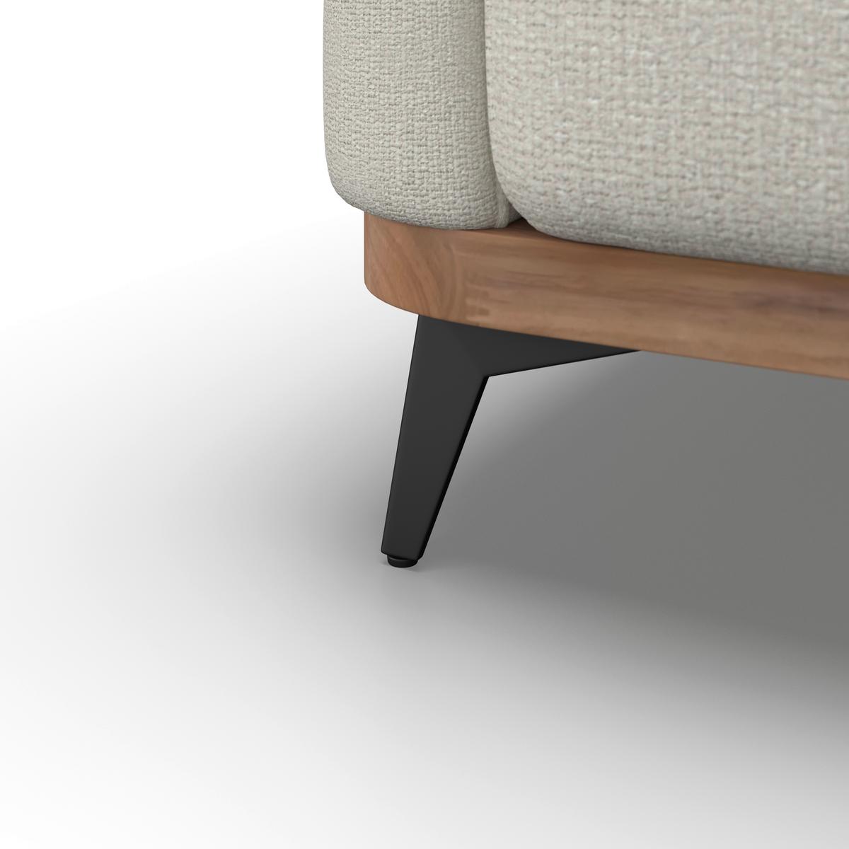 Wohnlandschaft Melia Creme Webstoff - Creme/Schwarz, MODERN, Holz/Textil (254/69/166cm) - Bessagi Home