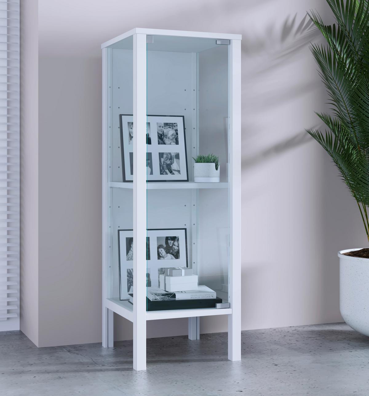 Vitrine Jensol Weiß/Klar - Klar/Weiß, Design, Glas/Holzwerkstoff (33/98/35cm) - Livetastic