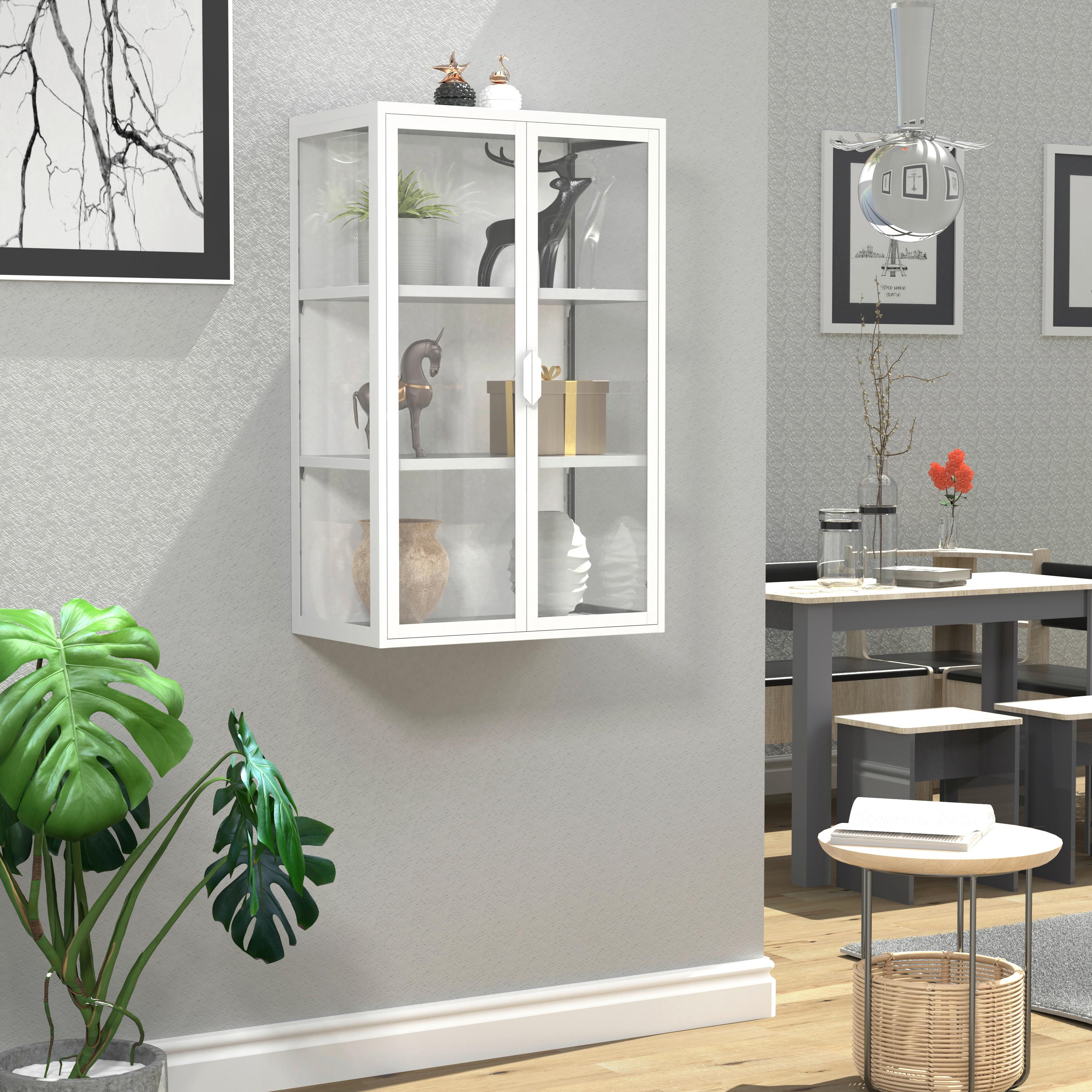 HÄNGEVITRINE FLOKAS L - Weiss/Transparent, Design, Glas/Metall (60/95/35cm) - MID.YOU