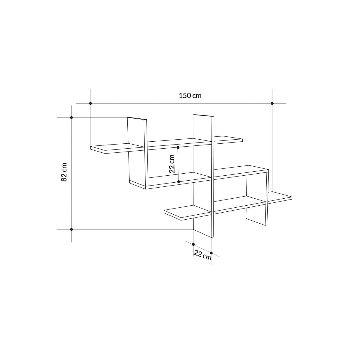 Wandregal Halic ca. 150x82x22 cm Weiß - Weiß, Design, Holzwerkstoff (150/82/22cm) - Livetastic