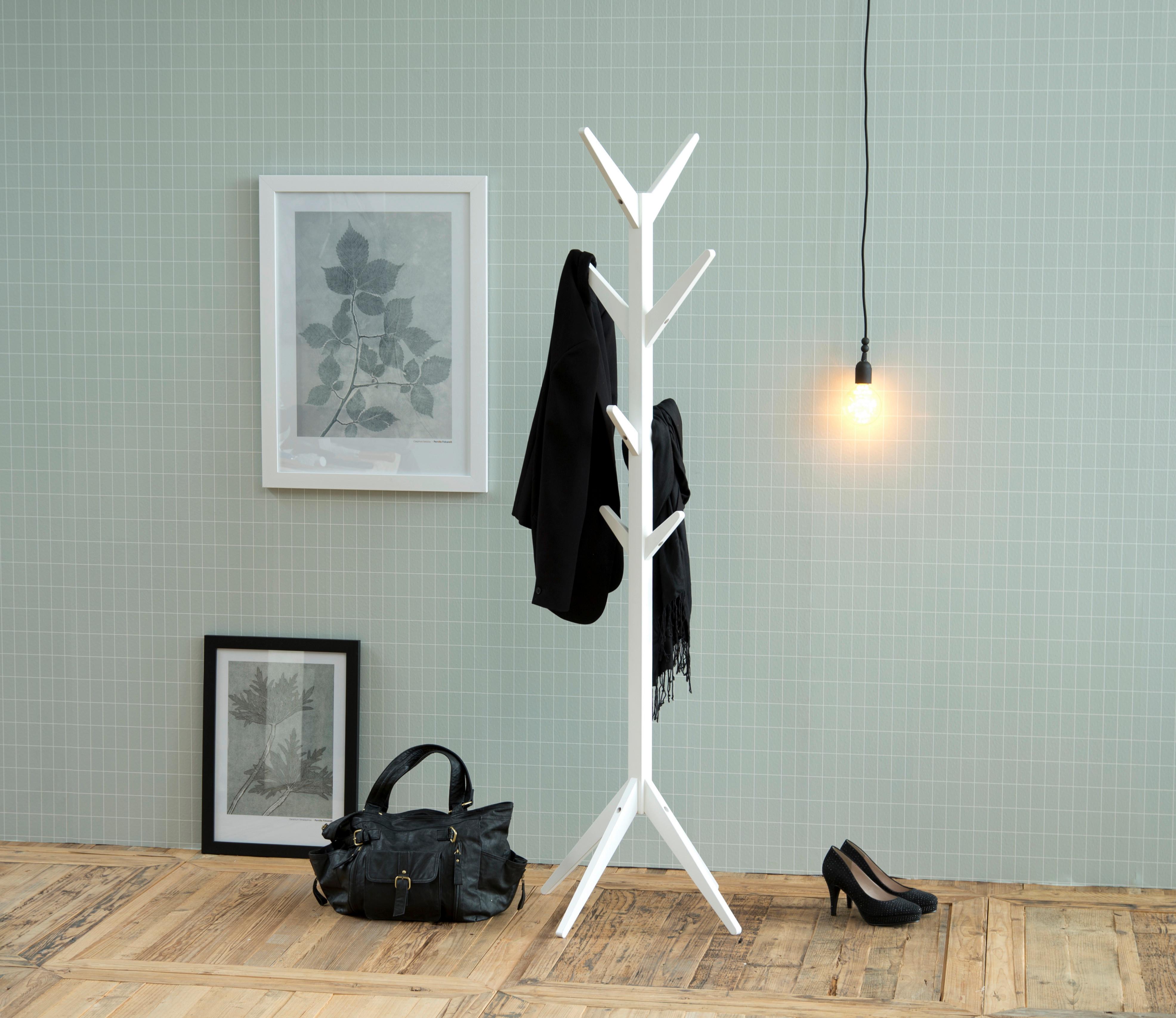 Podna Vješalica Ascot - bijela, Basics, drvni materijal (42/178/42cm) - Modern Living