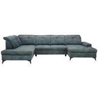 Wohnlandschaft Sierra in Dunkelblau - Blaugrau/Schwarz, MODERN, Textil/Metall (230/364/181cm) - Mömax