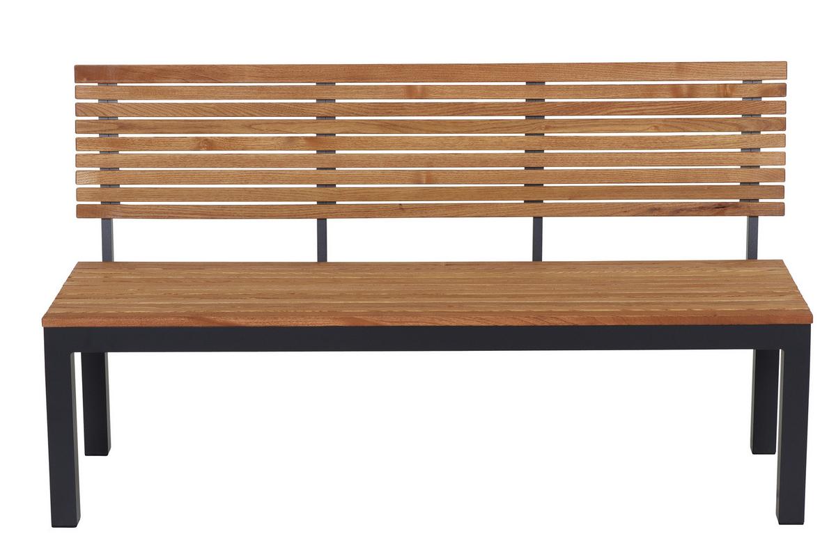 GARTENBANK N86393 - Anthrazit/Robinienfarben, KONVENTIONELL, Holz/Metall (146/84/57,5cm) - Siena Garden